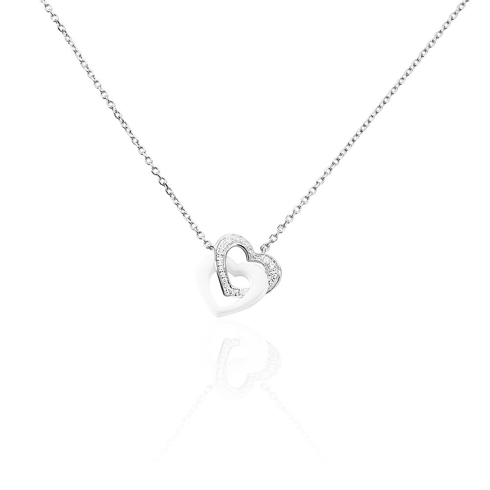Collier Lovea Argent Blanc C&eacute;ramique Et Oxyde De Zirconium - Colliers avec pierres Femme | Marc Orian