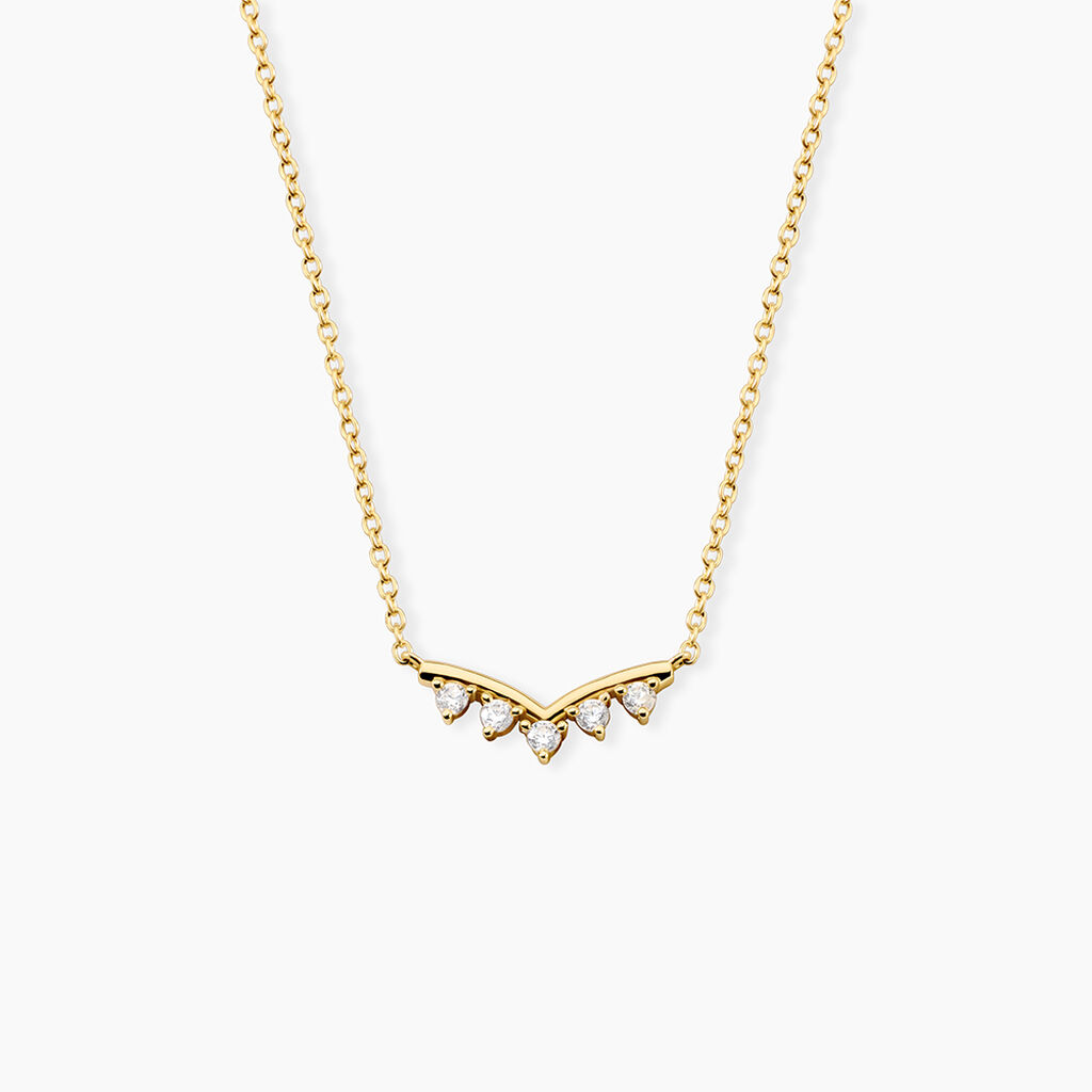 Collier Ombeline Argent Dor&eacute; A L'Or 750/1000 Oxyde De Zirconium - Colliers avec pierres Femme | Marc Orian