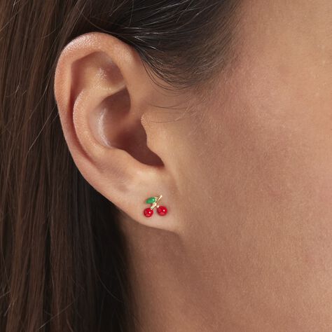 Boucles D'oreilles Puces Cherry Cerise Or Jaune - Clous d'oreilles Enfant | Marc Orian