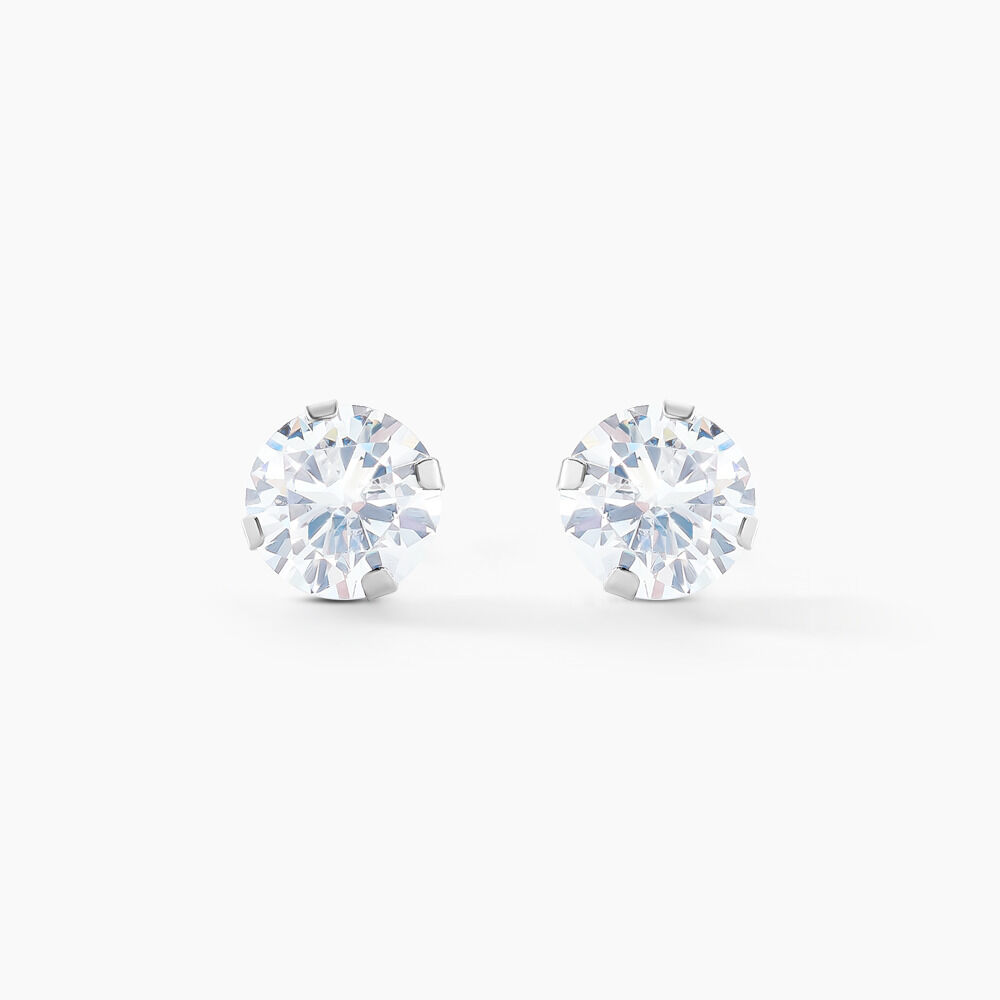 Boucles D'oreilles Puces Eddie Or Blanc Oxyde De Zirconium - Puces Femme | Marc Orian