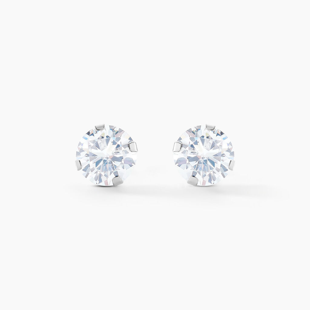 Boucles D'oreilles Puces Eddie Or Blanc Oxyde De Zirconium - Puces Femme | Marc Orian