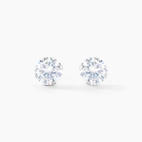 Boucles D'oreilles Puces Eddie Or Blanc Oxyde De Zirconium - Puces Femme | Marc Orian