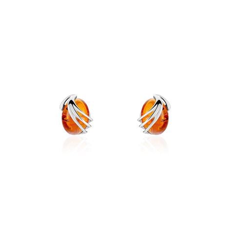 Boucles D'oreilles Argent Blanc Aleina Ambres - Puces Femme | Marc Orian