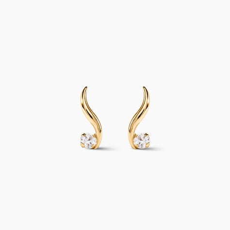 Boucles D'oreilles Puces Beryl Virgule Or Jaune Oxyde De Zirconium - Puces Femme | Marc Orian