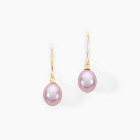 Boucles D'oreilles Pendantes Rose Or Jaune Perle De Culture - Boucles d'oreilles mariage Femme | Marc Orian