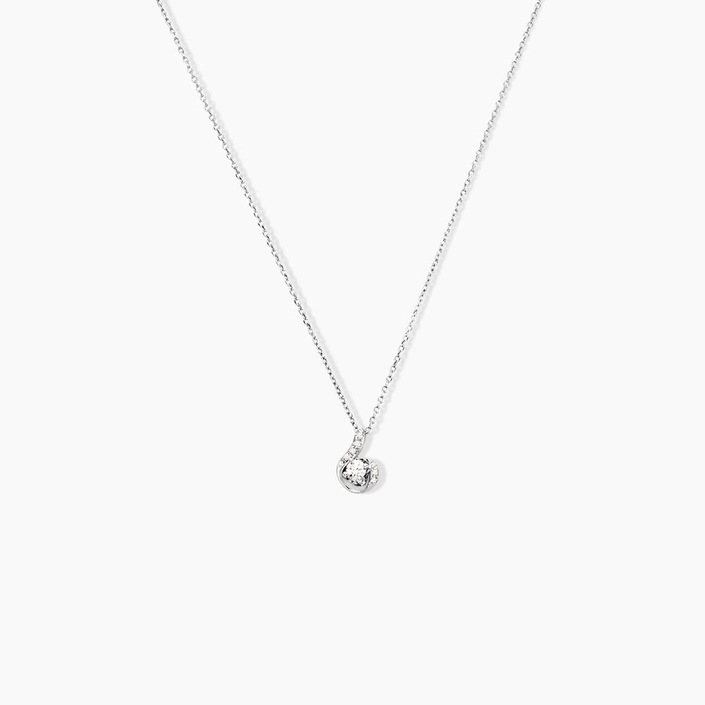 Collier Vrille Accompagnee Or Blanc Diamant - Colliers avec pierres Femme | Marc Orian