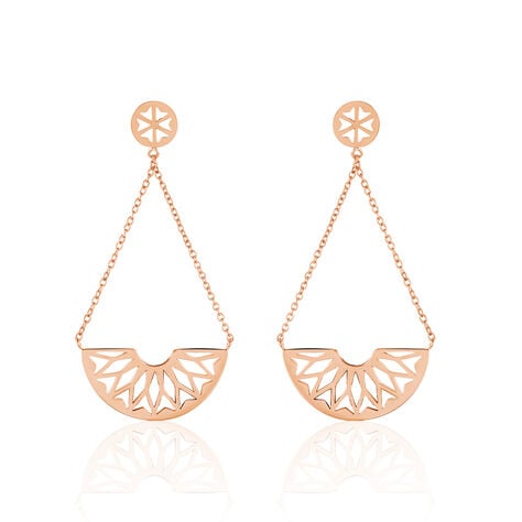 Boucles D'oreilles Pendantes Auxane Acier Rose - Pendantes Femme | Marc Orian