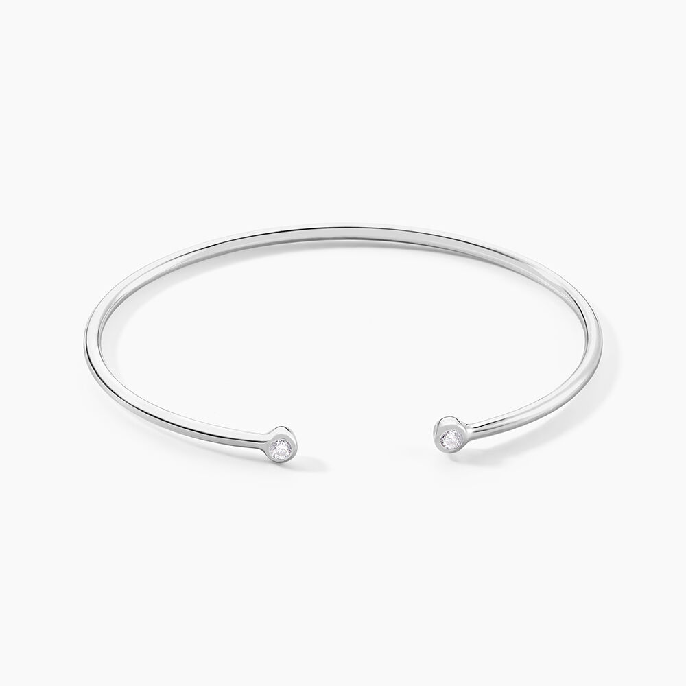 Bracelet Jonc Regine Argent Blanc Oxyde De Zirconium - Bracelets joncs Femme | Marc Orian
