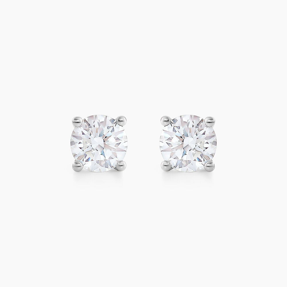 Boucles D'oreilles Puces Aphrodite Or Blanc Diamant - Puces Famille | Marc Orian
