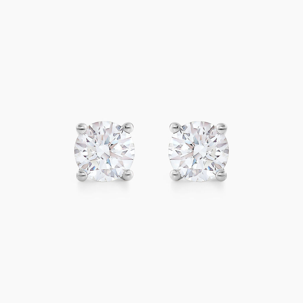 Boucles D'oreilles Puces Aphrodite Or Blanc Diamant - Puces Famille | Marc Orian