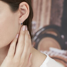 Boucles D'oreilles Puces Charmante Or Blanc Saphir Et Diamant - Clous d'oreilles Femme | Marc Orian