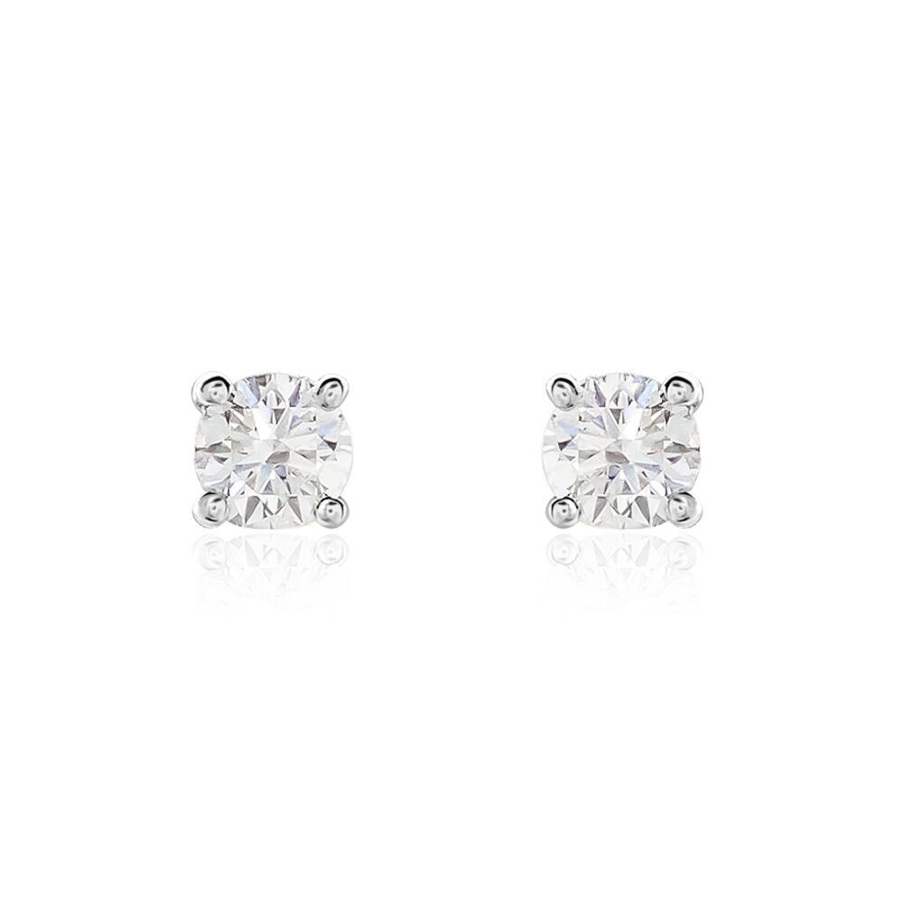 Boucles D'oreilles Puces Or Blanc Victoria Diamant - Puces Femme | Marc Orian