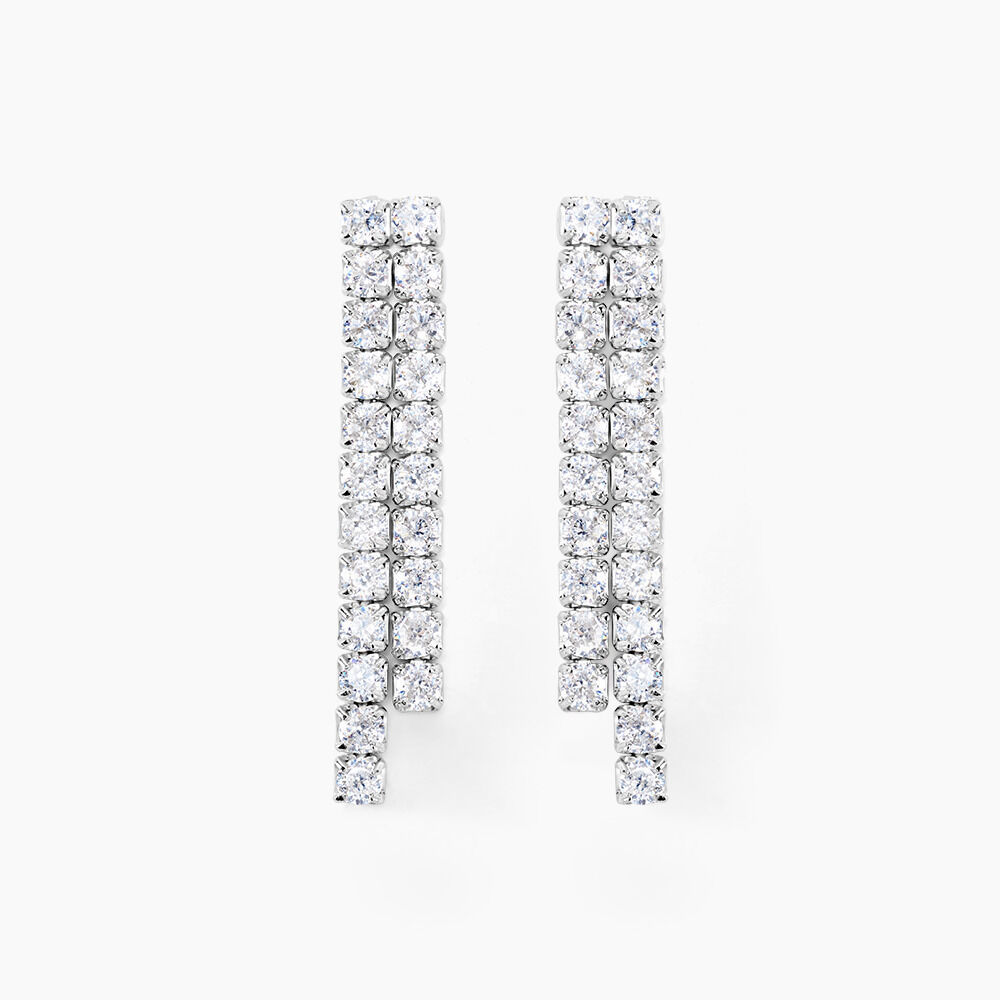 Boucles D'oreilles Pendantes Louann Argent Blanc Oxyde De Zirconium - Pendantes Femme | Marc Orian
