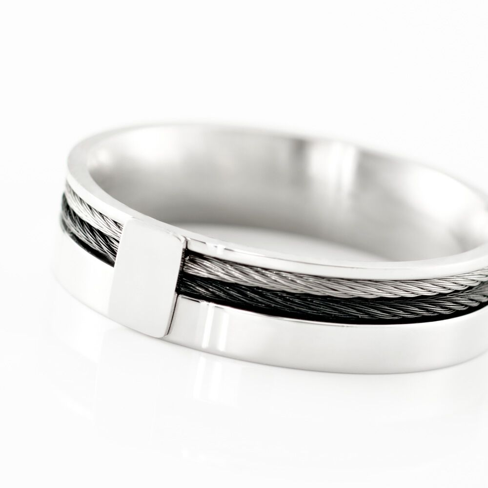 Bague Madine Acier Blanc Diamant - Bagues pierres précieuses Homme | Marc Orian