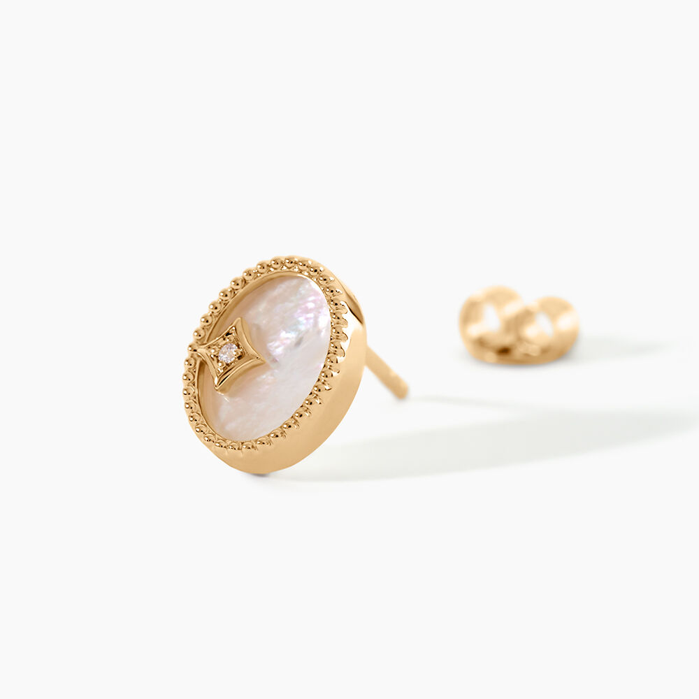 Boucles D'Oreilles Puces Astria Plaqu&eacute; Or Jaune Nacre - Puces Femme | Marc Orian