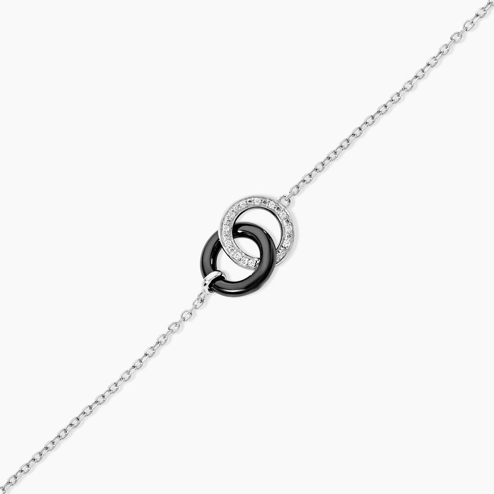 Bracelet Dina Argent Blanc C&eacute;ramique Et Oxyde De Zirconium - Bracelets Anneaux Entrelaces Femme | Marc Orian