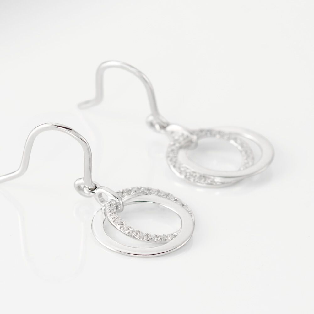 Boucles D'oreilles Pendantes Or Blanc Tresha Diamants -  Femme | Marc Orian