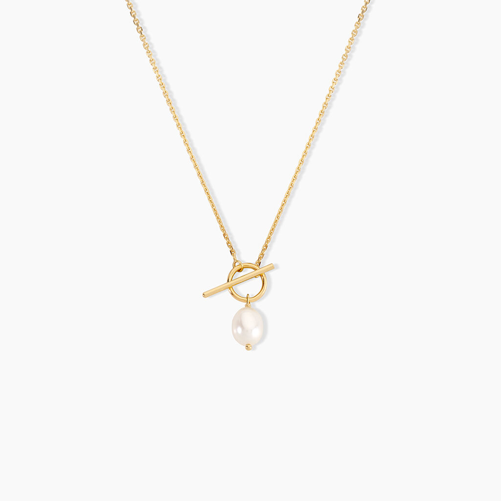 Collier Pearly Argent Dor&eacute; A L'Or 750/1000 Perle De Culture - Colliers avec pierres  | Marc Orian