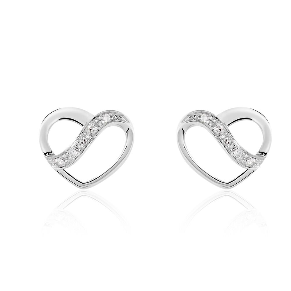Boucles D'oreilles Puces Or Blanc Juliane Diamants -  Femme | Marc Orian