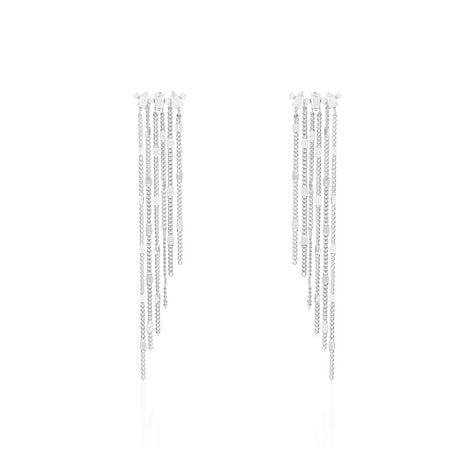 Boucles D'oreilles Pendantes Argent Blanc Vilko Oxyde - Pendantes Femme | Marc Orian