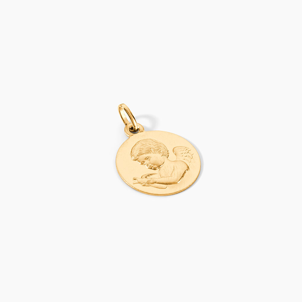 Medaille Or Jaune Ange Et Oiseau - Bijoux personnalis&eacute;s Famille | Marc Orian