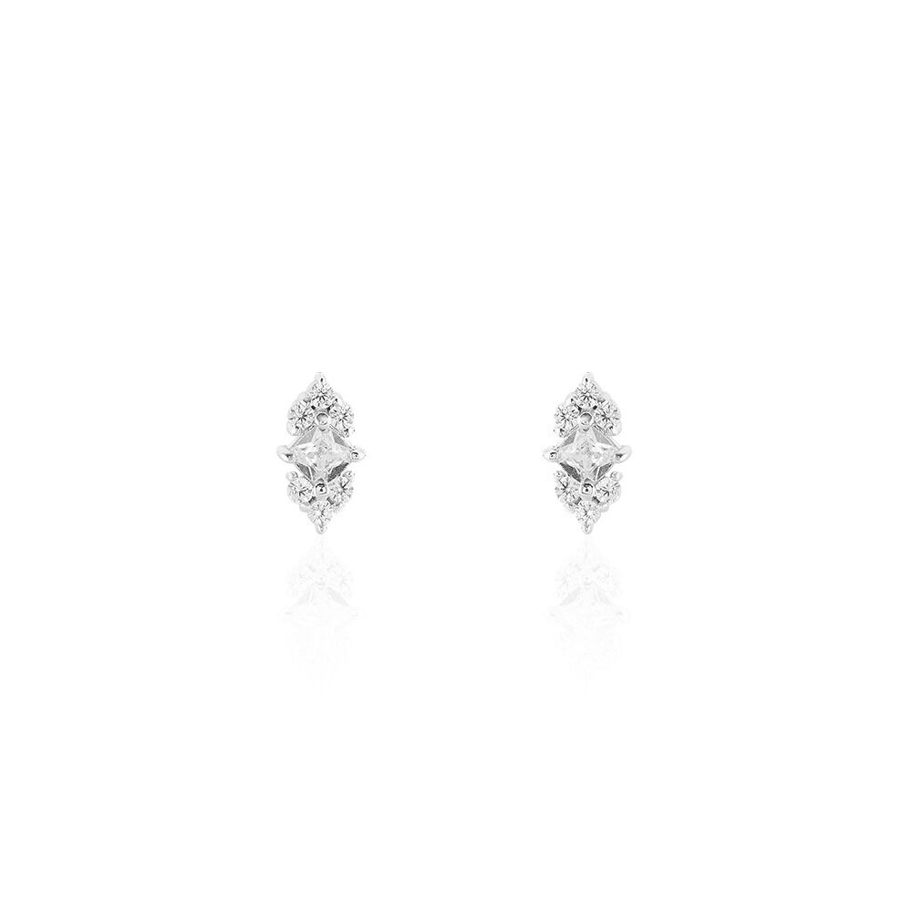 Boucles D'oreilles Puces Mascaret Argent Blanc Oxyde De Zirconium - Puces Femme | Marc Orian