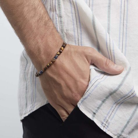 Bracelet Acier Blanc Delfino œil De Tigre Sodalite - Bracelets chaînes Homme | Marc Orian