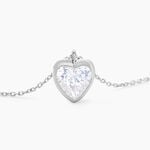 Collier Coeur Serti Clos Or Blanc Oxyde De Zirconium - Colliers avec pierres Femme | Marc Orian