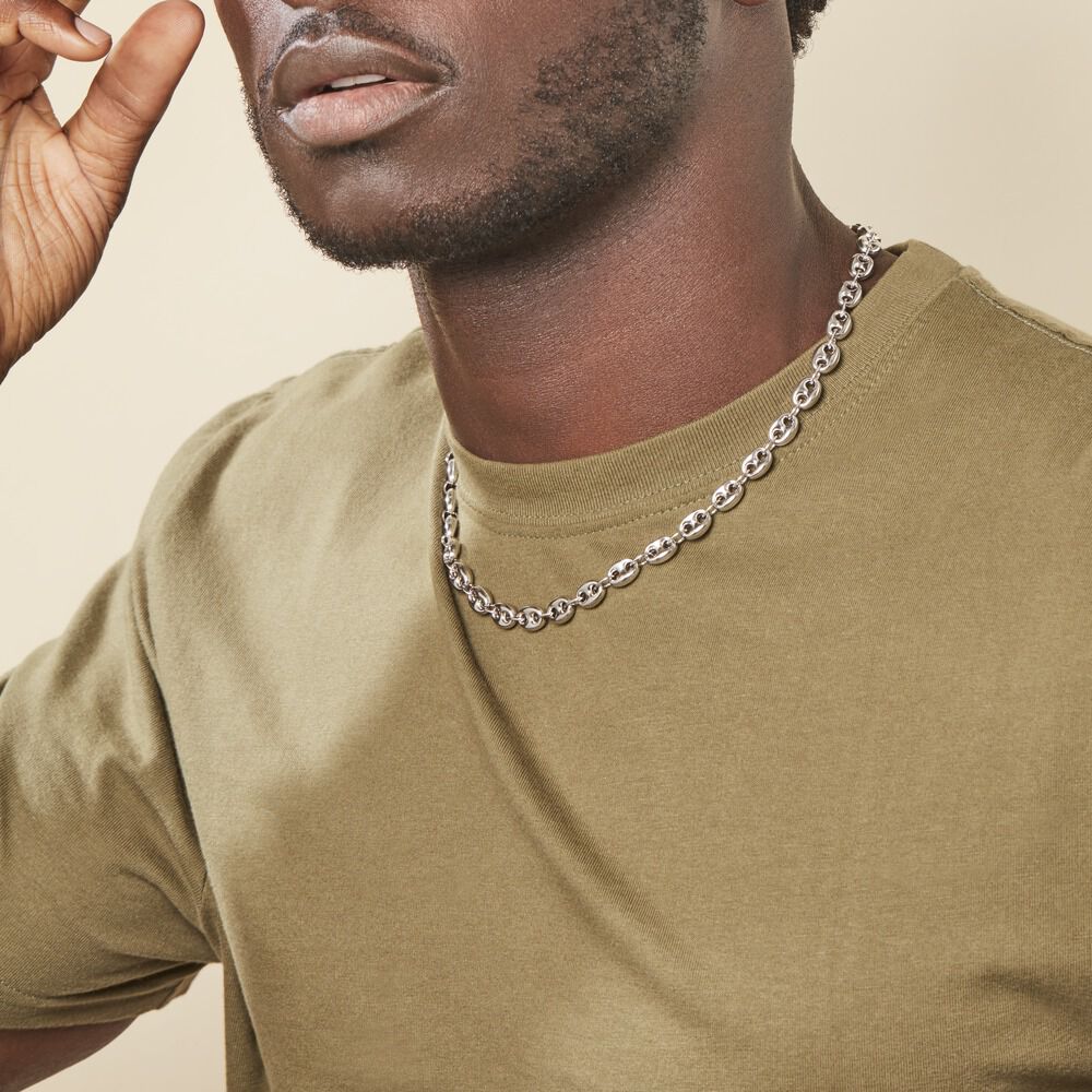 Collier Carrus Maille Grain De Cafe Argent Blanc - Chaines Homme | Marc Orian