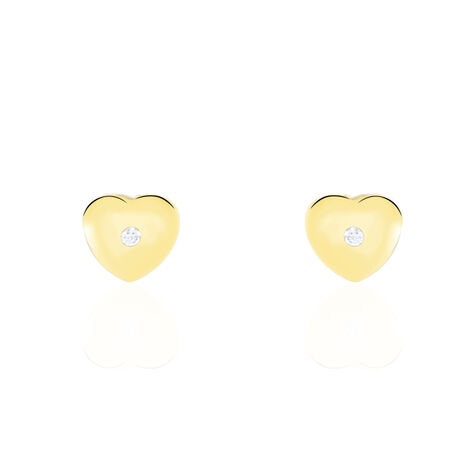 Boucles D'oreilles Puces Hedera Cœur Or Jaune Oxyde De Zirconium - Clous d'oreilles Enfant | Marc Orian