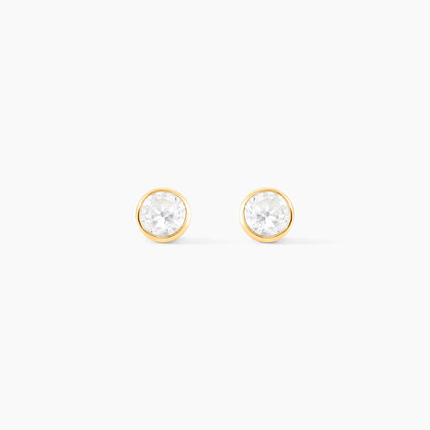 Boucles D'oreilles Puces Elda Serti Clos Or Jaune Oxyde De Zirconium - Puces Femme | Marc Orian