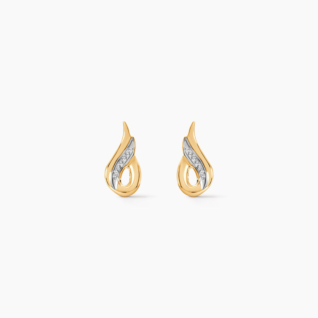 Boucles D'oreilles Puces Anila Gouttes Or Bicolore - Puces Femme | Marc Orian