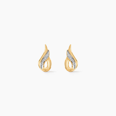 Boucles D'oreilles Puces Anila Gouttes Or Bicolore - Puces Femme | Marc Orian