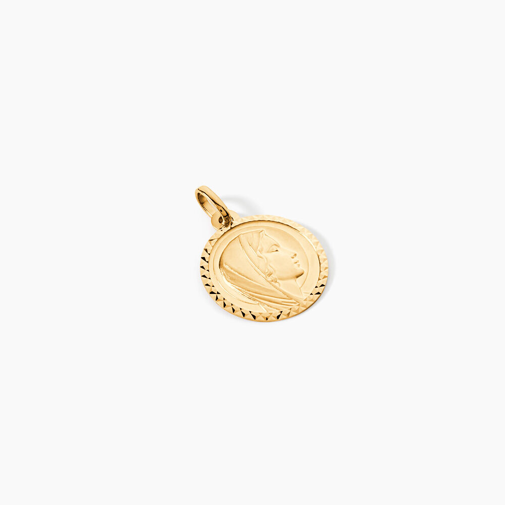 Pendentif Vierge Rond Strie Or Jaune - Bijoux personnalis&eacute;s Famille | Marc Orian