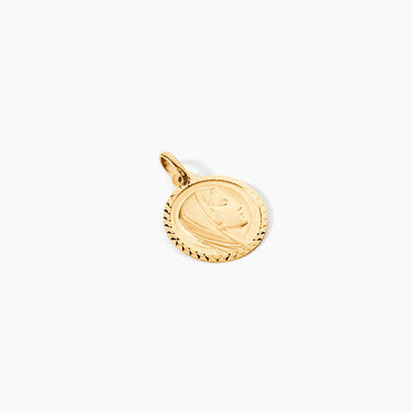 Pendentif Vierge Rond Strie Or Jaune
