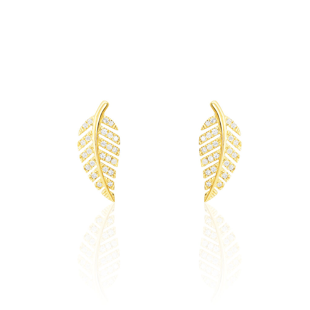Boucles D'oreilles Puces Tourkia Or Jaune Oxyde De Zirconium - Puces Femme | Marc Orian