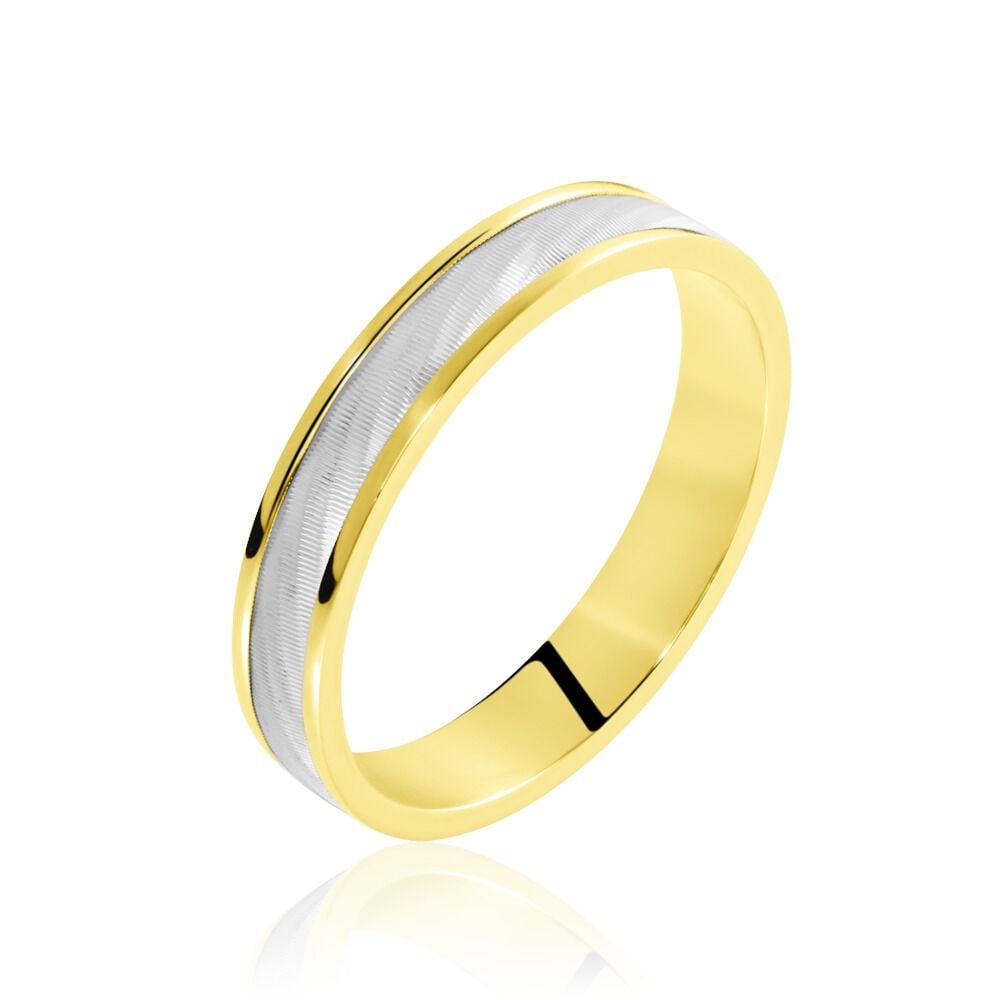 Alliance Effet Mat Ruban Plat Or Bicolore - Alliances duo Unisex | Marc Orian