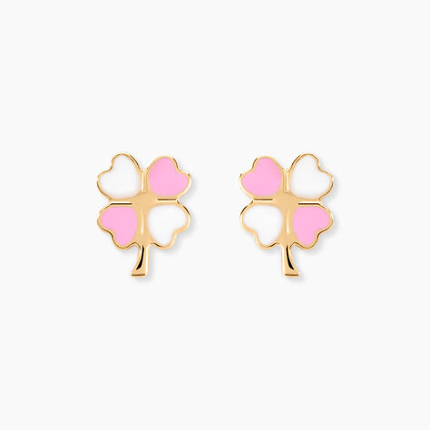 Boucles D'oreilles Puces Trefle Email Or Jaune - Puces Enfant | Marc Orian