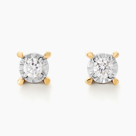 Boucles D'oreilles Puces Diamotion Or Jaune Diamant - Boucles d'oreilles pierres précieuses Femme | Marc Orian