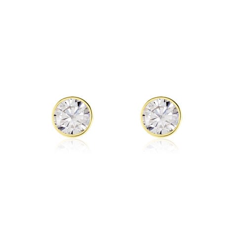 Boucles D'oreilles Puces Franze Or Jaune Oxyde De Zirconium - Puces Femme | Marc Orian