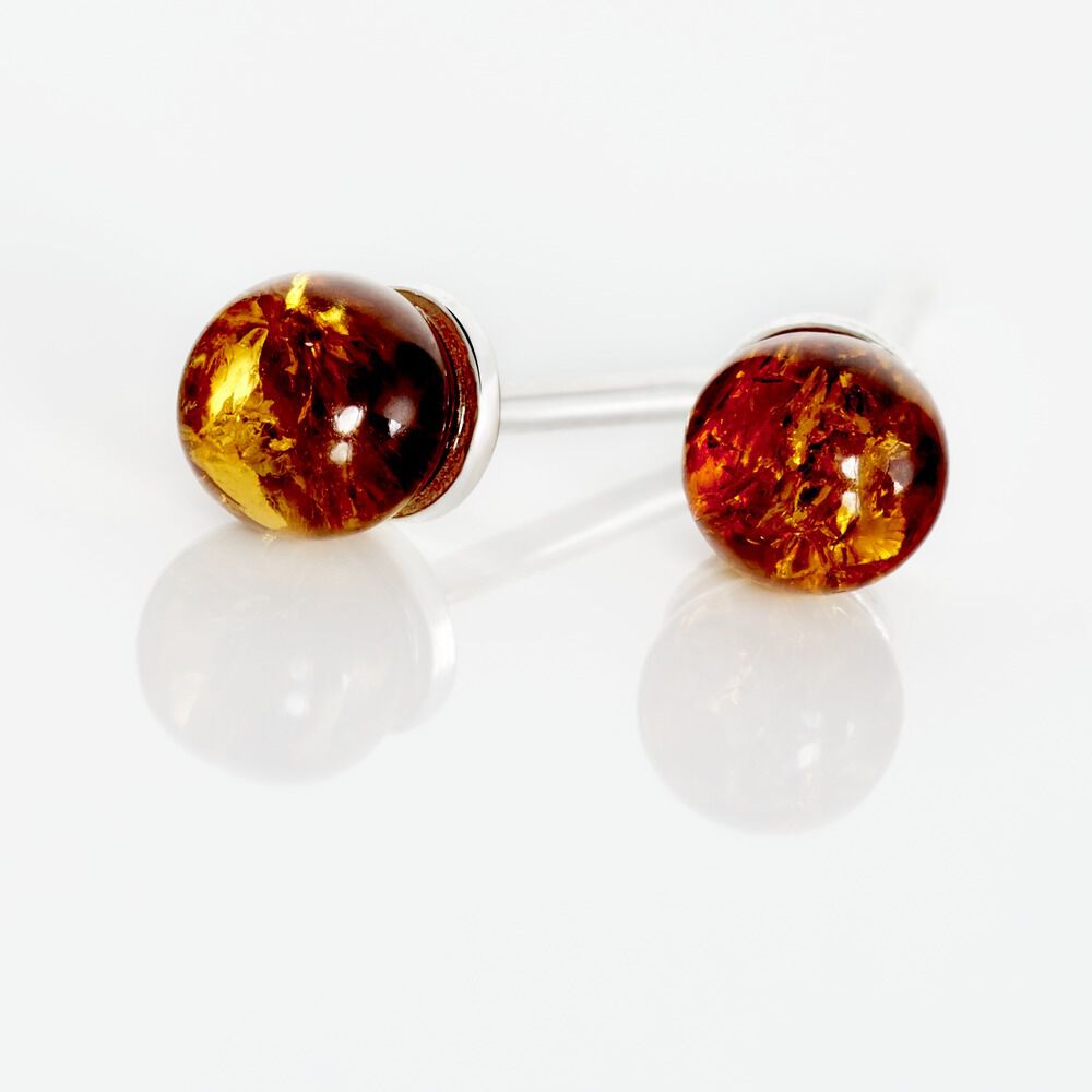 Boucles D'oreilles Puces Brunhild Argent Blanc Ambre - Puces Femme | Marc Orian