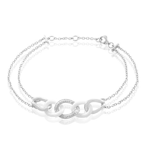 Bracelet Link Argent Blanc Céramique Et Oxyde De Zirconium - Bracelets chaînes Femme | Marc Orian