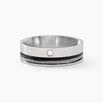 Bague Madine Acier Blanc Diamant - Bagues pierres pr&eacute;cieuses Homme | Marc Orian