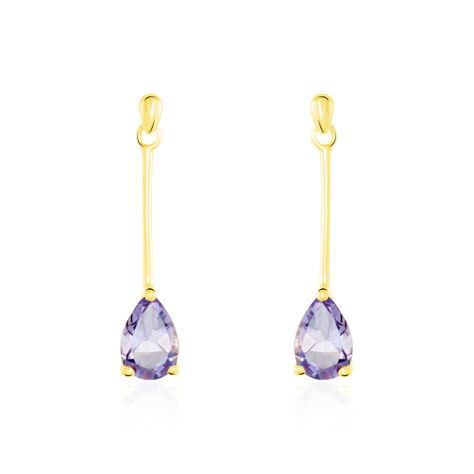Boucles D'oreilles Pendantes Goutte Or Jaune Amethyste - Boucles d'oreilles Pendantes Femme | Marc Orian
