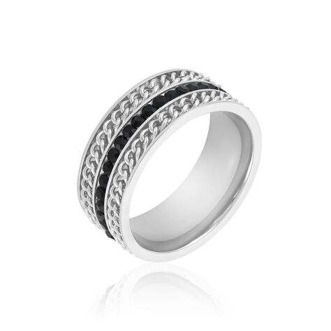 Bague Zavanna Acier Blanc Oxydes De Zirconium - Bagues avec pierre Homme | Marc Orian