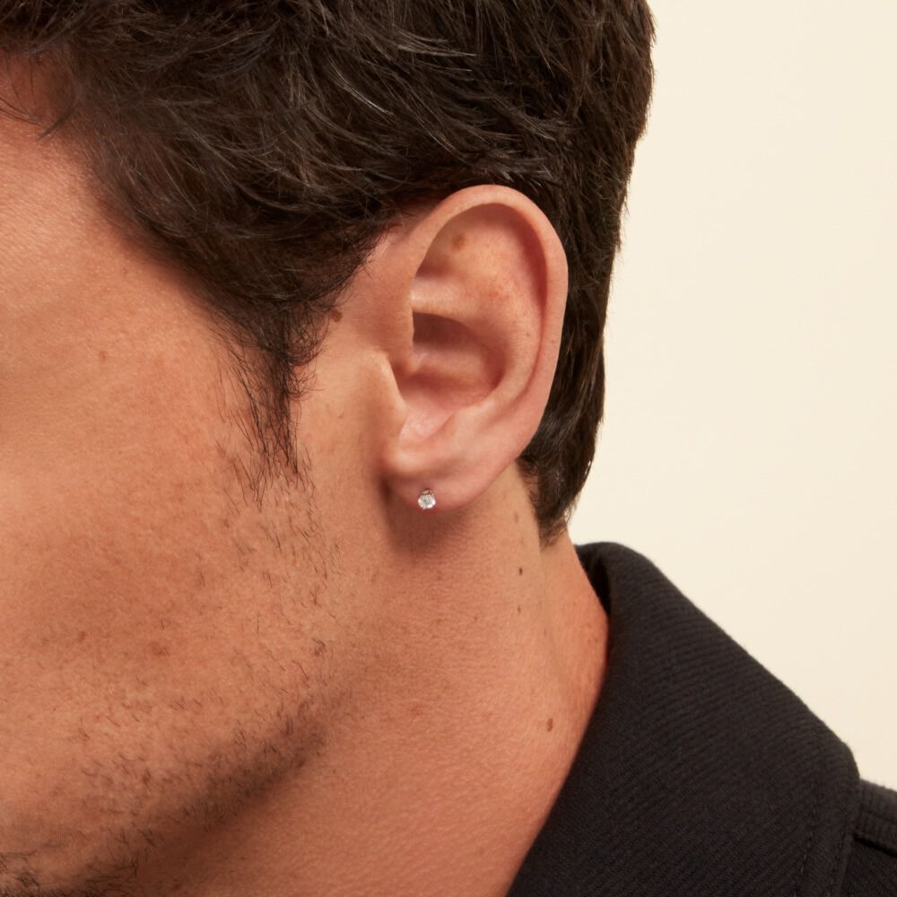 Boucle D'oreille Puce Unitaire Victoria Or Blanc Diamant - Puces Famille | Marc Orian