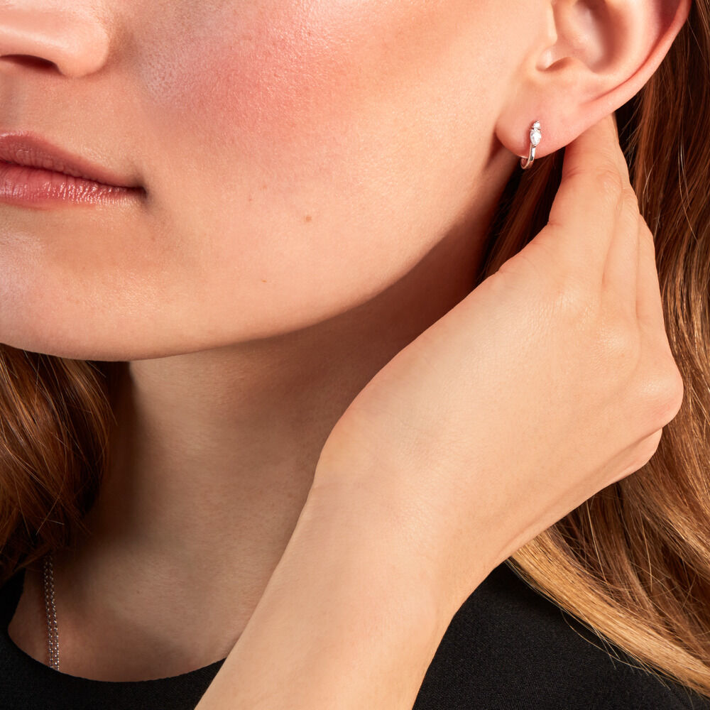 Créoles Desert Argent Blanc Oxyde De Zirconium - Créoles Femme | Marc Orian