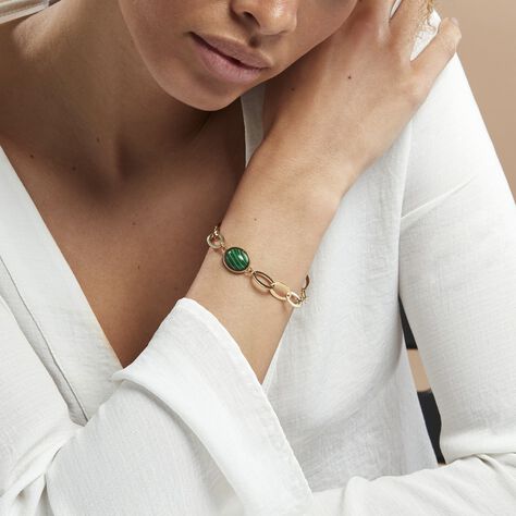 Bracelet Julyan Acier Doré Malachite - Bracelets chaînes Femme | Marc Orian