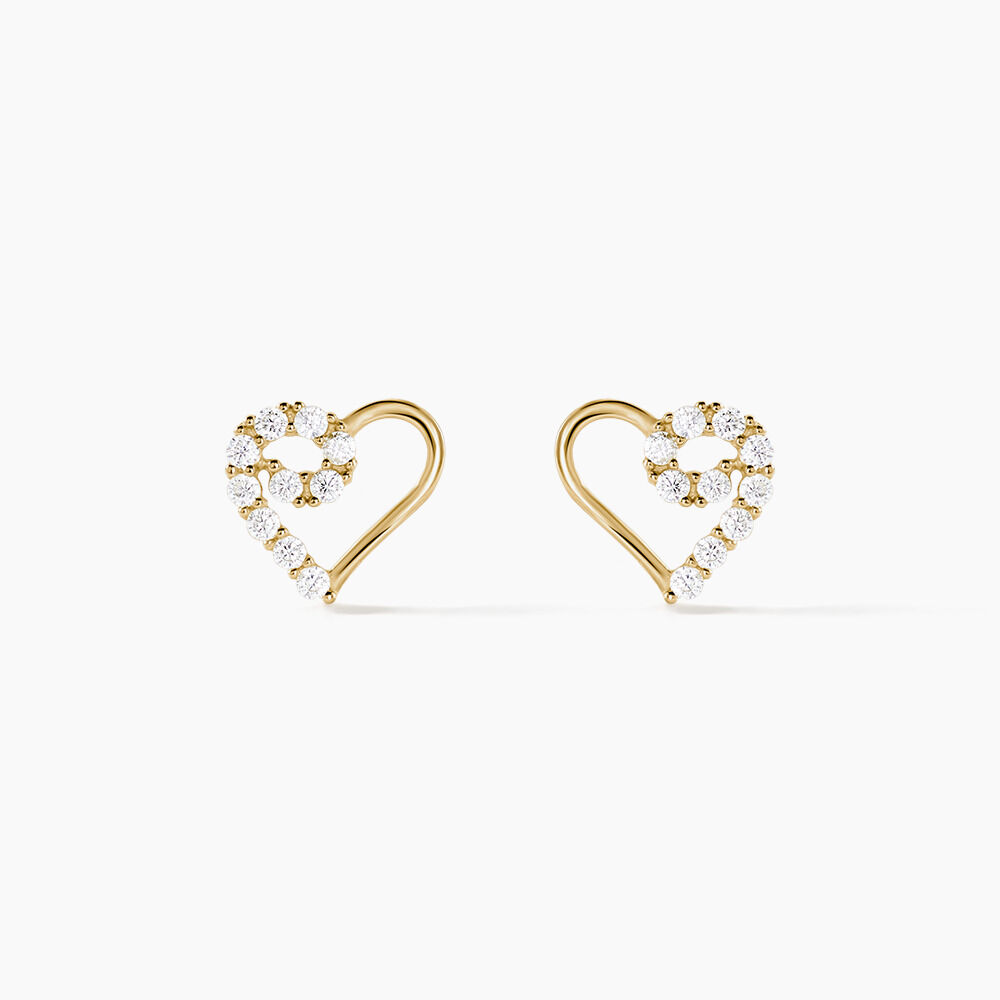 Boucles D'oreilles Puces Daria Cœur Or Jaune Oxyde De Zirconium - Puces Femme | Marc Orian