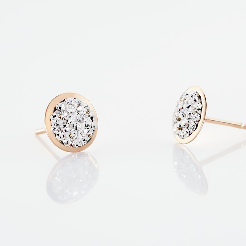 Boucles D'oreilles Puces Edmee Cercle 0 Or Rose Strass - Puces Femme | Marc Orian
